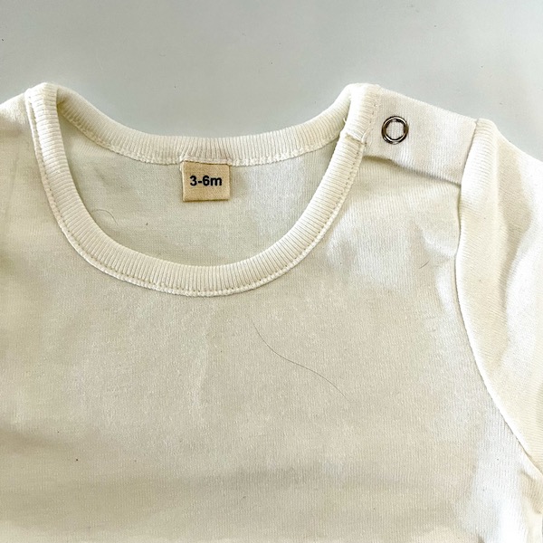 Organic Baby T-Shirt White Long Sleeve 3-6 months